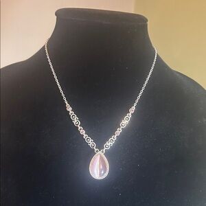 Y2K Silver and Purple Pendant Necklace